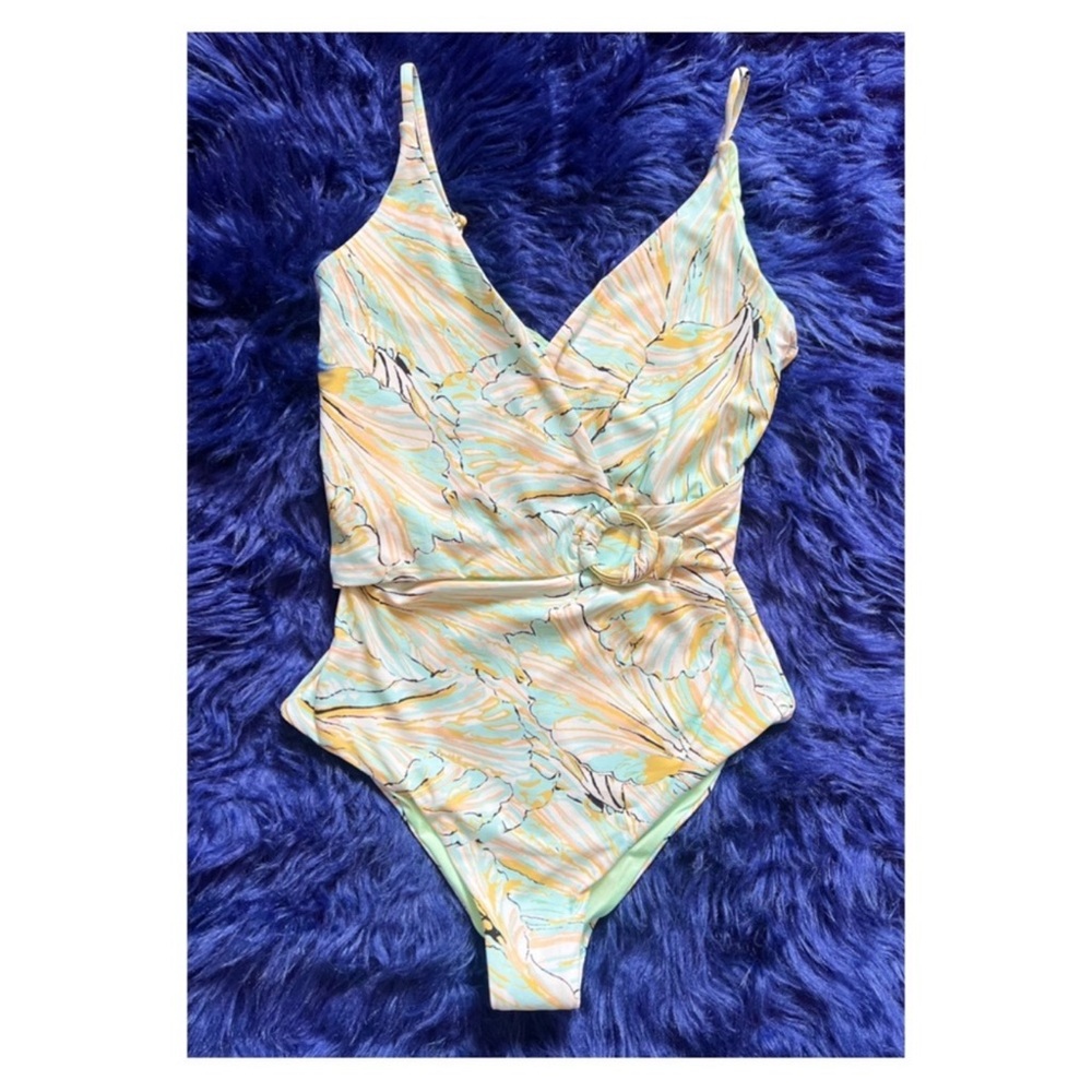 DVF x Onia Lila Soothing Sea Tulip Shell Lagoon Wrap One-Piece Swimsuit